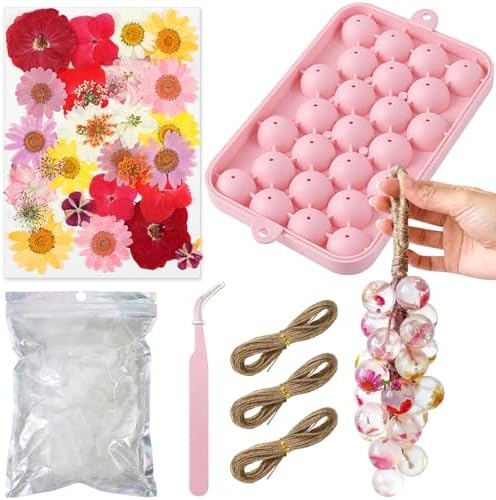 Zhehao DIY Grape Soap Making Kit with Natural Soap Base for Beginners, Complete Handmade Craft Set Includes Silicone Grape Mold, Dried Pressed Flowers, Tweezer, Jute Rope, DIY Making Gift Set