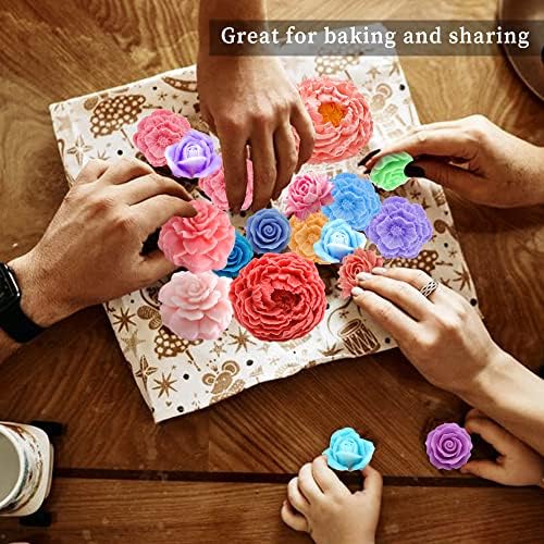 6PCS Flower Silicone Mold Set, 3D Bloom Rose Peony Fondant for Chocolate Cake Decor, Soap Candle Making Kit, Resin Epoxy Casting Polymer Clay Craft Gift