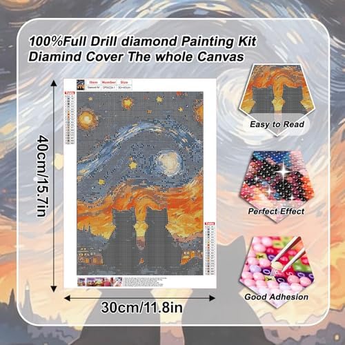 VeGuude 3 Pack Diamond Art Kits for Adults Home Wall Decor Gift 12x16In