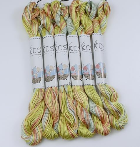 KCS Big skeins of 25 Meters Size 25 Color Variegated Cross Stitch Stranded Threads,6 skeins,4508