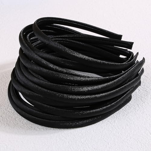 50Pcs Black Thin Satin Non Slip Headbands Fabric Hair Bands Women