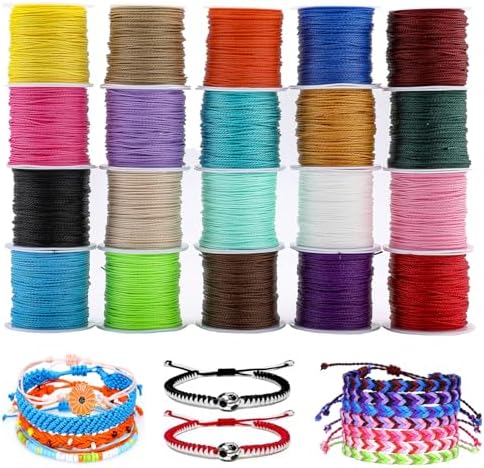 1mm Waxed Polyester Cord, 20 Colors 500 Yards Craft String