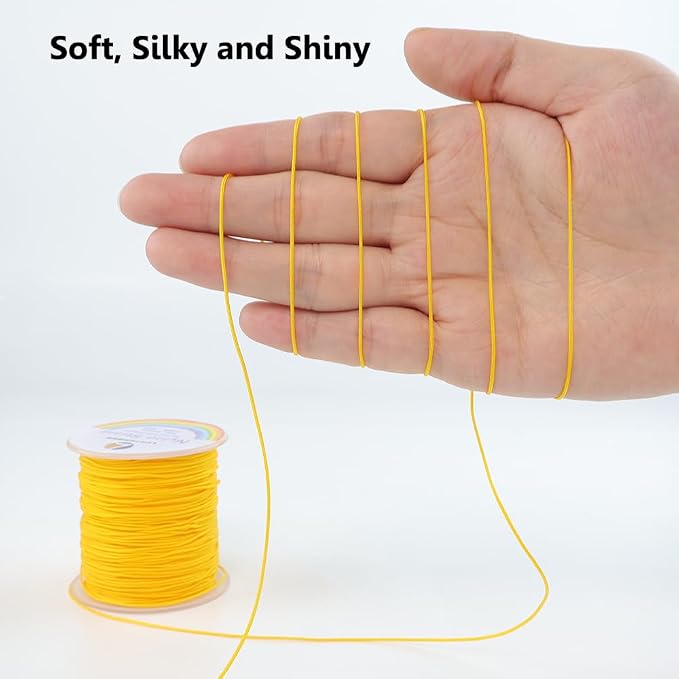 LUSTEMBER 0.8mm Nylon String, Strong Bracelet String, Durable Nylon Cord for Jewelry Making, Bracelets, Beading, Necklaces, Rattail Braiding, Kumihimo, Wind Chimes, Blinds and Handicrafts