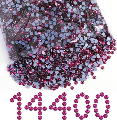 Beadsland Hotfix Rhinestones Bulk, Fuchsia, SS16, 14400pcs