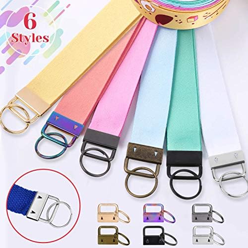 shynek Key Fob Hardware, 50PCS 1 Inch Lanyard Keychain Hardware with Key Fob Pliers Tool for Keychain and Wristlet Clamp Hardware Supplies