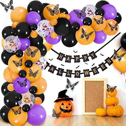 SAOROPEB 3D Butterfly Wall Decor 48 Pcs Black Butterfly Decoration Sticker | 4 Styles 3 Sizes Butterfly Birthday Decorations Butterfly Party Decorations Cake Decorations, Removable Stickers