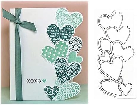 Scrapbooking Die-Cuts for Card Making, Christmas Metal Cutting Dies, Paper Craft Punch Template, Background Embossing Stencils, DIY Album Décor (Heart Border-12.5x5.7cm)