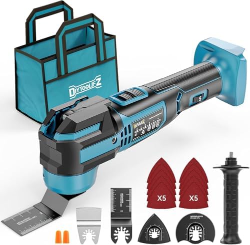 Cordless Oscillating Tool Compatible with Makita 18V Battery(Tool Only), 21,000 OPM Brushless 18V Oscillating Multi-tool with 6 Speed, LED Light, DIYtoolifz 4.5° Oscillating Tool for Cutting