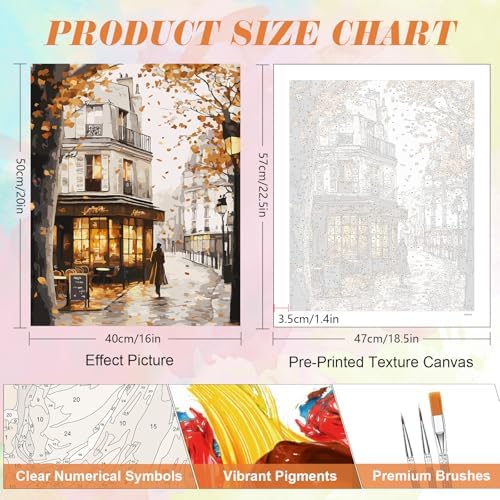 Kalonyth Autumn Paint by Numbers Kit for Adults, 16x20 inch, No Framed