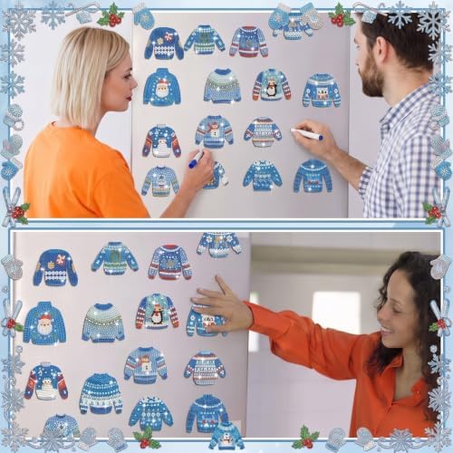 Motipuns 30 Pcs Diamond Magnets,Winter Sweater,Sky Blue