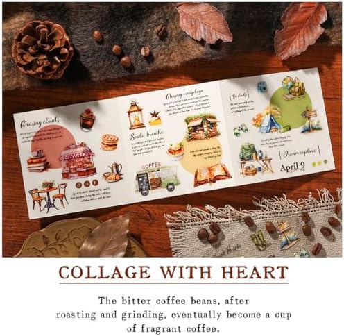Vintage Food Stickers for Scrapbooking – 320+ Transparent PET Dessert, Coffee, Cake & Bread Stickers for Journaling, Junk Journal Supplies, Kids DIY Crafts, Baking & Camping Decoration