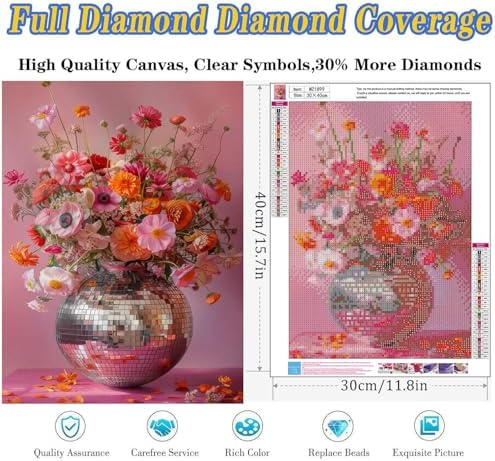Dugsmgd Flowers Diamond Art Kits for Adults, Diamond Painting Kits 12X16 in