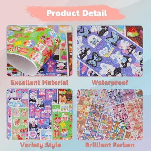 110 Sheets Korean Sticker Kpop Deco Stickers Photocard Kpop Sticker Butterfly Ribbon Heart Cute Stickers for Photocards Binder Arts Crafts Scrapbooking Journaling