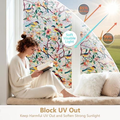 Kromapolis Window Privacy Film, Stained Glass Sticker, 29.5" x 157.4"