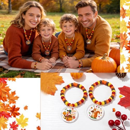 YGEINIT 24 Sets Fall Bracelet Making Kit, Thanksgiving Beads for DIY Craft
