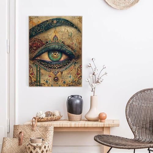 RYMILIE Diamond Art Kits for Adults Vintage Eyes 12x16inch | 5D Ancient Mural Diamond Art Painting Kit for Beginners, DIY Full Round Drill Gem Art Crafts for Home Wall Decor Gift
