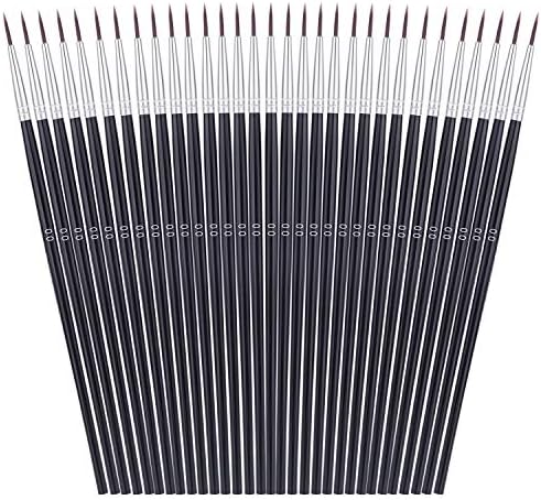 Miniature Detail Paint Brushes, Anezus 30 Pcs Paintbrushes Small Watercolor Artists Paint Brushes for Acrylics Oil Model Craft Nail Detail Painting, Size 00