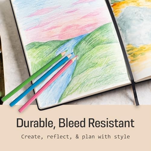 BROWNSTONE JOURNALS A4 Sketch Book Hardcover - 80 Sheets 100 GSM Paper | 8.5" x 11.5", Lay Flat, Vegan Leather Hardcover, Elastic Band, Back Pocket, Art Drawing Book for Adults & Students