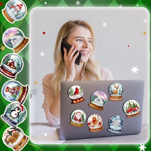 Motipuns 30 Pcs Diamond Magnets,Christmas Colorful Crystal Ball,Blue