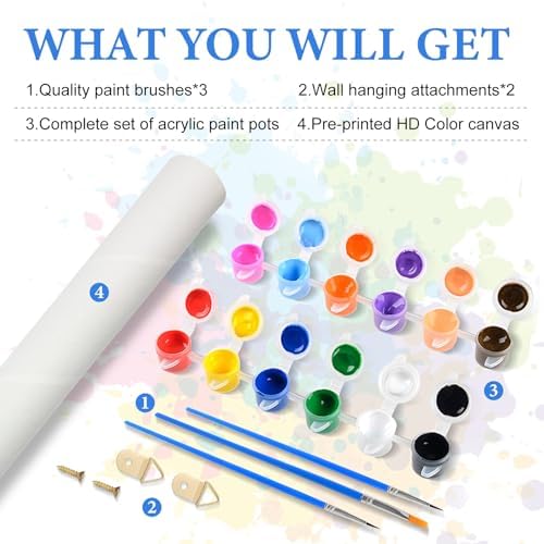 PRASIO Paint by Numbers Kit for Adults Beginner, Landscape Easy Adult Paint by Number Kits on Canvas, DIY Acrylic Watercolor Oil Paint by Number for Adults for Home Decor Gift 16x20 Inch