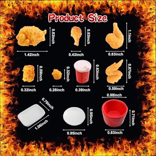 Mini Chicken Bucket Ornaments, 10 Pcs Resin Fast Food Decor