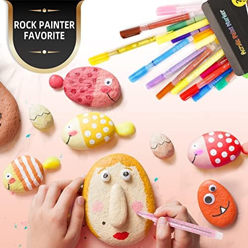 Droaful Acrylic Paint Pens Markers,48 Colors Waterproof Paint Pens