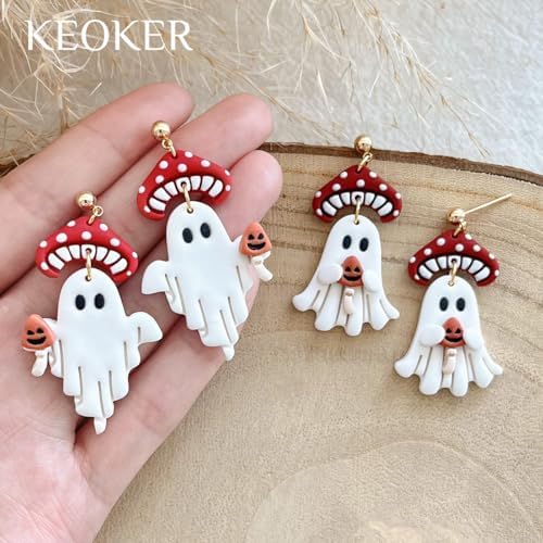 Keoker Halloween Polymer Clay Cutters, 13 Halloween Ghost Clay Earring Cutters for Polymer Clay Jewelry