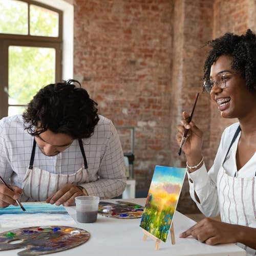 Motimind 36 Pcs 8 x 8 Mini Canvas and 8" Easel Set Bulk for Paint Party