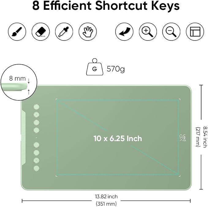 XPPen Deco 01 V3 10x6 Drawing Tablet | 16K Pressure Pen | Battery-Free Stylus | 8 Hotkeys | for OSU Gaming & Teaching | PC/Mac/Android/ChromeOS Compatible | Green