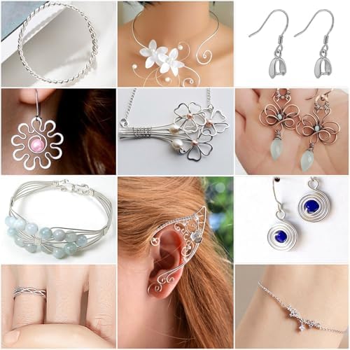Modacraft 22 Gauge Silver Wire for Jewelry Making with Jewelry Pliers, Craft Wire Beading Wire Tarnish Resistant Copper Wire