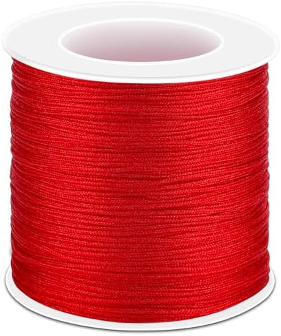 Anezus Red Nylon String for Bracelets, 0.8mm Nylon Thread Chinese Knotting Cord Wind Chime Outdoor Twine String for Beading, Necklaces, DIY Craft, Jewelry Making