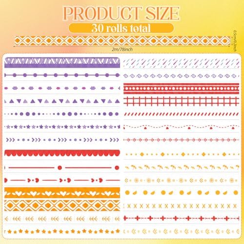 EORTA 30 Rolls Pastel Floral Washi Tape Set, Thin 5mm Skinny Masking Tape (0.19 Inch Wide), Decorative Planner Tape for Scrapbooking, Journaling, Gift Wrapping & DIY Crafts (Bright Colorful Mix, 5mm)