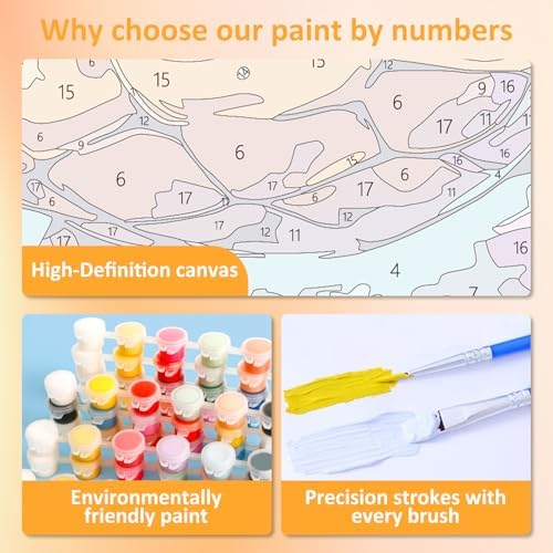 Sea Turtle Paint by Numbers Kit for Kids, 8x8 inch