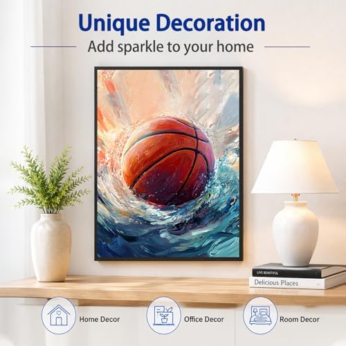 Basketball Diamond Art Kits for Adults, Diamond Painting, 12x16 Inch