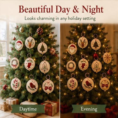 DIY Felt Christmas Ornament Kit,Hand Embroidery Christmas Ornaments kit