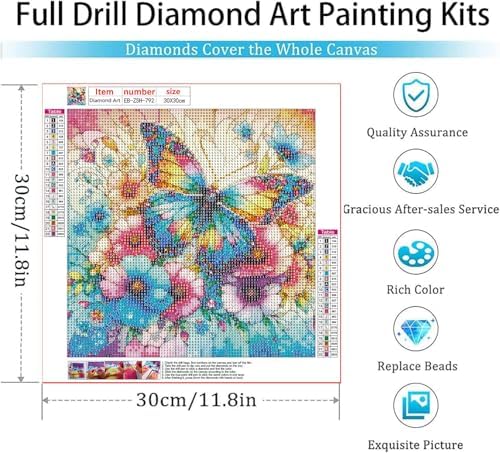 EIBEILI Diamond Art Kits for Adults-Butterfly Flower Diamond Painting Kits