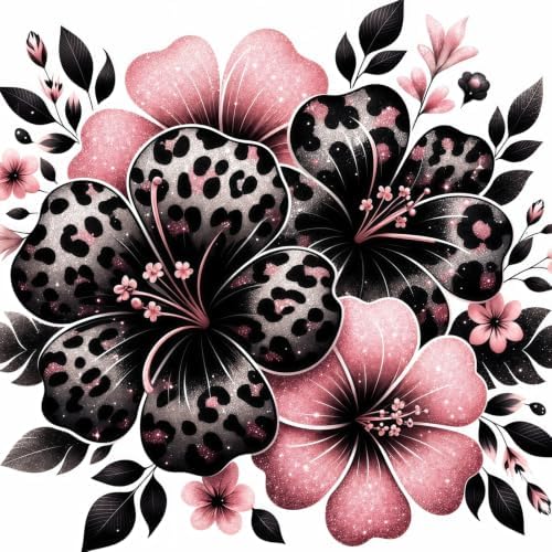DOTSTART Leopard Flowers Diamond Art Kits for Adults, Full Round Gem Art