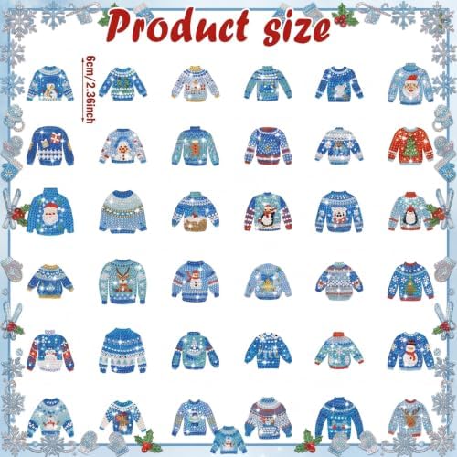 Motipuns 30 Pcs Diamond Magnets,Winter Sweater,Sky Blue