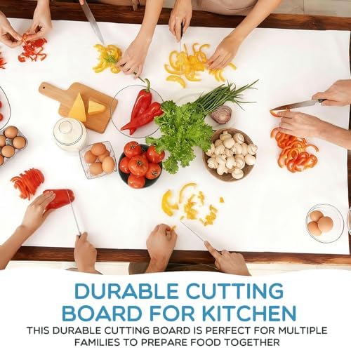 Patelai Extra Large Flexible Cutting Board Sewing Cutting Mat for Craft Countertop Protector Mat 30 x 20 Inches Kitchen Thin Plastic Chopping Pad White Non Slip Lattice Back for Food Prep