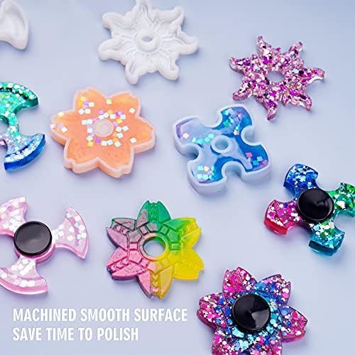 NiArt Fidget Spinner Silicone Resin Mold Kit, 4 Molds, 10 Bearings Set