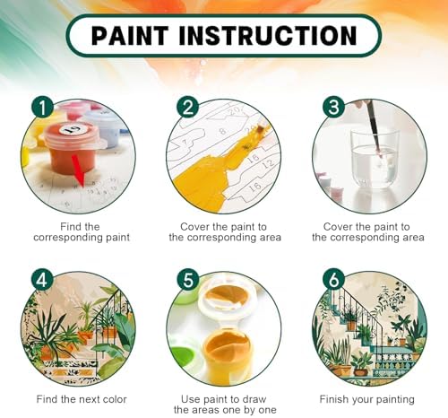 Possoco 2 Pack Paint by Numbers Kit for Adults Beginner, Boho Green Plant Adult Paint by Number Kits on Canvas, DIY Acrylic Number Painting for Adults for Home Wall Decor Gift 16x20 Inch