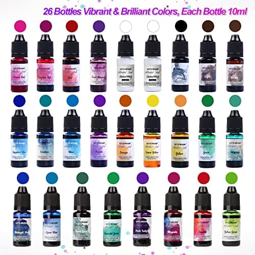 LET'S RESIN Concentrated Alcohol Ink Set, 26 Vibrant Colors (Each 0.35oz)