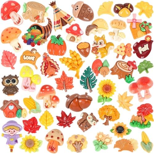 60Pcs Fall Resin Charms, Mini Autumn Flatback Charms for DIY Crafts