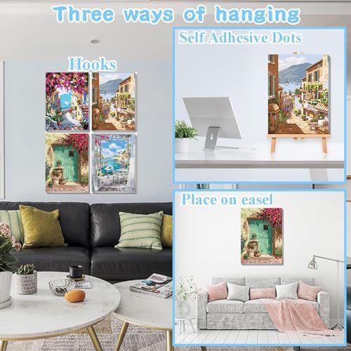 4 Pack Paint by Numbers kit for Adults Beginner Framed with Wooden Easel
