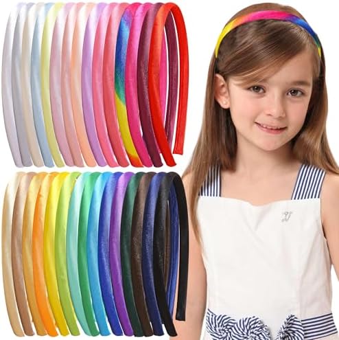 30Pcs Satin Blank Headbands DIY Hair Accessories for Women Girls