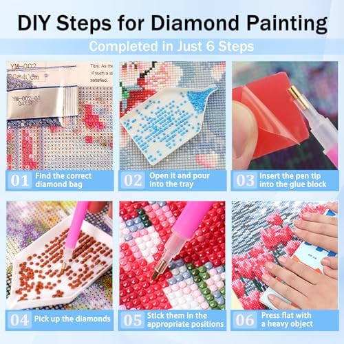 XTCIXAL Diamond Art Kits for Adults, Rose Diamond Painting, 12x16 Inch