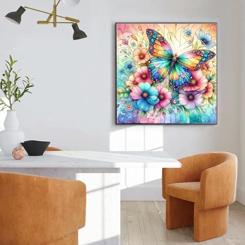 EIBEILI Diamond Art Kits for Adults-Butterfly Flower Diamond Painting Kits