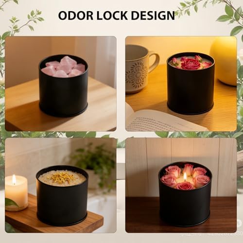 12 Pack 10 oz Black Metal Candle Tins with Lids – Double-Sided Black Finish Round Containers for DIY Candle Making, Storage & Small Business Use