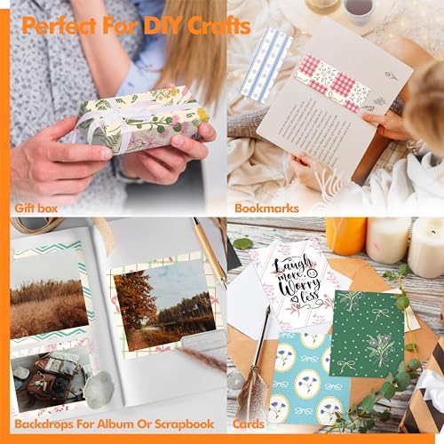 30 Sheets Vintage Style Paper Pad, Double-Sided Scrapbook Paper Retro Design with Flowers, Plants & Stripes, Decorative Scrapbooking Supplies For Card Making, Album, Stamping, Background Decoupage