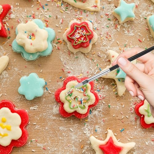 30 PCS Cake Decorating Brushes, Cookie Paint Brushes Food Safe Paint Brushs Kit Cookie Decorating Brush Food Paints Fondant Brush DIY Tool Set Icing Pastry Brushs for Painting Baking, Black and Pink